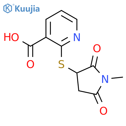 2-(1-methyl-2,5-dioxopyrrolidin-3-yl)sulfanylpyridine-3-carboxylic acid structure