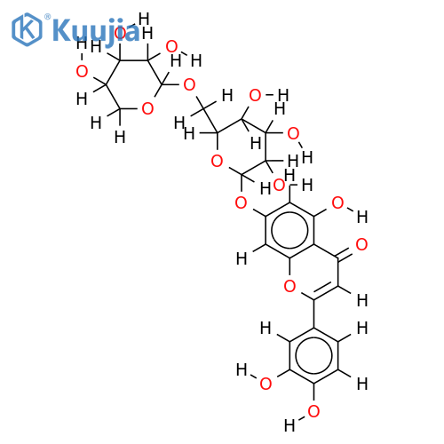 Luteolin-7-O-alpha-L-arabinopyranosyl (1->6)-beta-D-glucopyranoside structure
