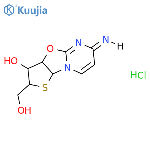 (2R,3S,3aS,6E,9aR)-2-(hydroxymethyl)-6-imino-2,3,3a,9a-tetrahydro-6H-thieno[2',3':4,5][1,3]oxazolo[3,2-a]pyrimidin-3-ol hydrochloride (1:1) structure