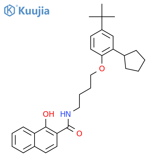 2-Naphthalenecarboxamide,N-[4-[2-cyclopentyl-4-(1,1-dimethylethyl)phenoxy]butyl]-1-hydroxy- structure