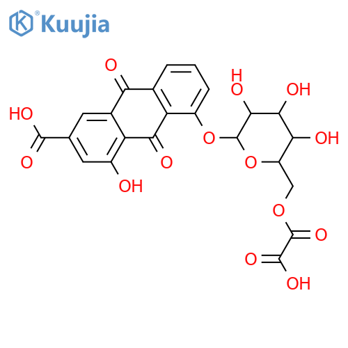 4,5-Dihydroxyanthraquinone-2-carboxylic acid; 5-O-(6-O-Oxalyl-β-D-glucopyranoside) structure