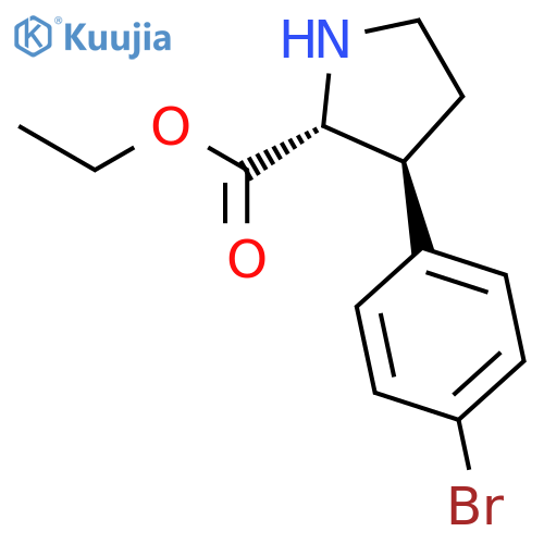 rac-ethyl (2R,3S)-3-(4-bromophenyl)pyrrolidine-2-carboxylate structure