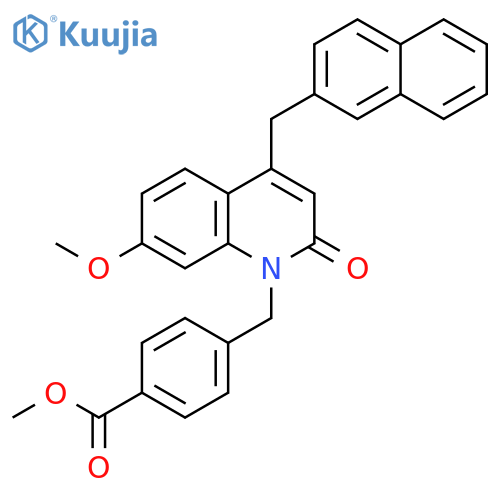 Benzoic acid,4-[[7-methoxy-4-(2-naphthalenylmethyl)-2-oxo-1(2H)-quinolinyl]methyl]-,methyl ester structure