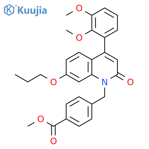 Benzoic acid,4-[[4-(2,3-dimethoxyphenyl)-2-oxo-7-propoxy-1(2H)-quinolinyl]methyl]-,methyl ester structure