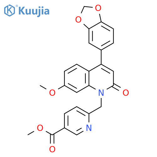 3-Pyridinecarboxylic acid,6-[[4-(1,3-benzodioxol-5-yl)-7-methoxy-2-oxo-1(2H)-quinolinyl]methyl]-,methyl ester structure