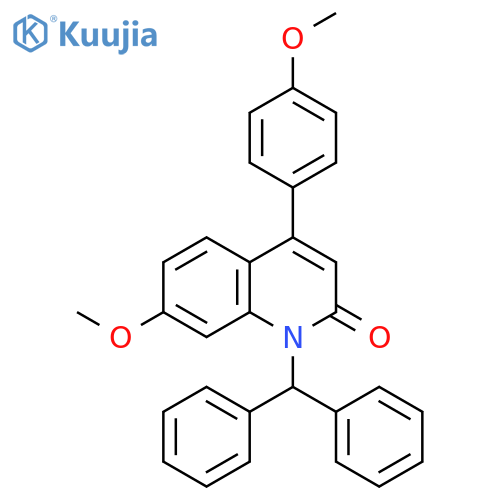 2(1H)-Quinolinone, 1-(diphenylmethyl)-7-methoxy-4-(4-methoxyphenyl)- structure