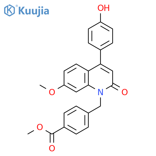 Benzoic acid,4-[[4-(4-hydroxyphenyl)-7-methoxy-2-oxo-1(2H)-quinolinyl]methyl]-,methyl ester structure