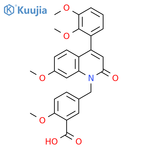 Benzoic acid,5-[[4-(2,3-dimethoxyphenyl)-7-methoxy-2-oxo-1(2H)-quinolinyl]methyl]-2-methoxy- structure