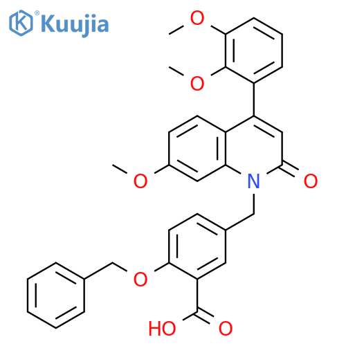 Benzoic acid,5-[[4-(2,3-dimethoxyphenyl)-7-methoxy-2-oxo-1(2H)-quinolinyl]methyl]-2-(phenylmethoxy)- structure