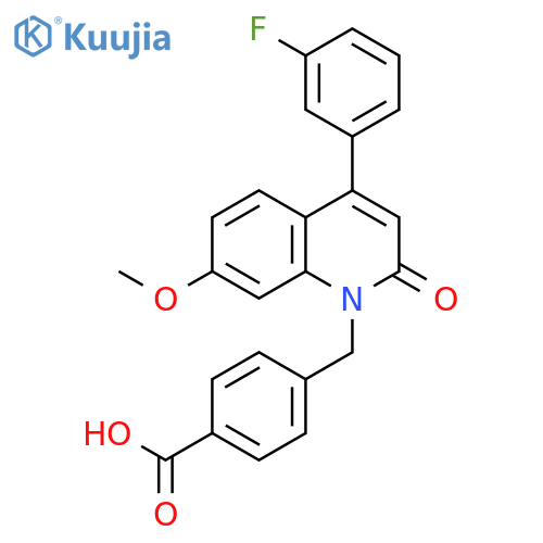 Benzoic acid,4-[[4-(3-fluorophenyl)-7-methoxy-2-oxo-1(2H)-quinolinyl]methyl]- structure
