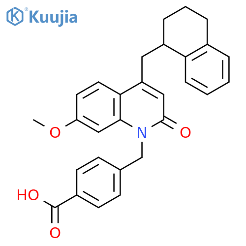 Benzoic acid,4-[[7-methoxy-2-oxo-4-[(1,2,3,4-tetrahydro-1-naphthalenyl)methyl]-1(2H)-quinolinyl]methyl]- structure