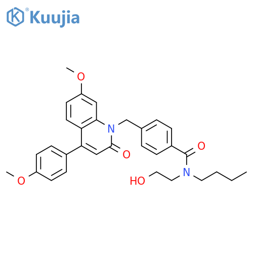 Benzamide,N-butyl-N-(2-hydroxyethyl)-4-[[7-methoxy-4-(4-methoxyphenyl)-2-oxo-1(2H)-quinolinyl]methyl]- structure