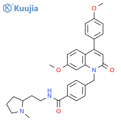 Benzamide,4-[[7-methoxy-4-(4-methoxyphenyl)-2-oxo-1(2H)-quinolinyl]methyl]-N-[2-(1-methyl-2-pyrrolidinyl)ethyl]- structure