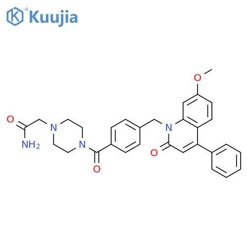 1-Piperazineacetamide,4-[4-[(7-methoxy-2-oxo-4-phenyl-1(2H)-quinolinyl)methyl]benzoyl]- structure