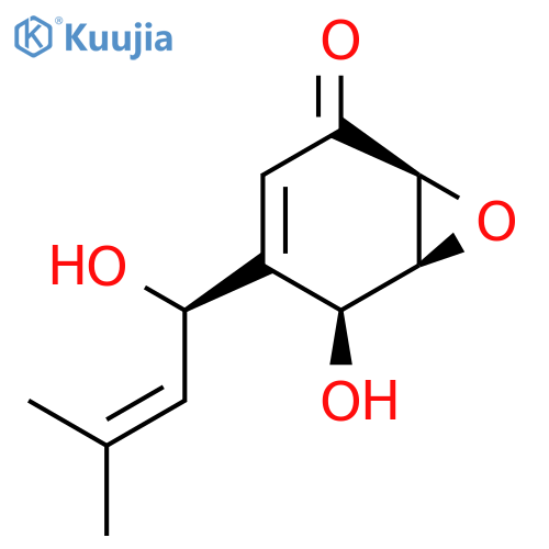 7-Oxabicyclo[4.1.0]hept-3-en-2-one, 5-hydroxy-4-[(1R)-1-hydroxy-3-methyl-2-butenyl]-, (1S,5S,6S)-rel- (9CI) structure