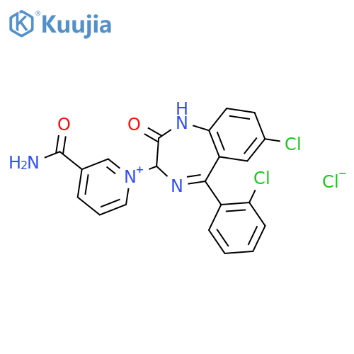 3-carbamoyl-1-[7-chloro-5-(2-chlorophenyl)-2-oxo-2,3-dihydro-1H-1,4-benzodiazepin-3-yl]pyridinium chloride structure
