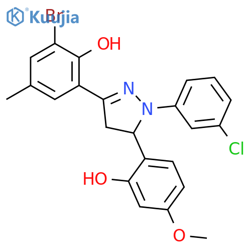 Phenol,2-bromo-6-[1-(3-chlorophenyl)-4,5-dihydro-5-(2-hydroxy-4-methoxyphenyl)-1H-pyrazol-3-yl]-4-methyl- structure
