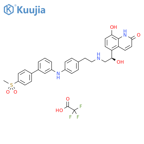 2(1H)-Quinolinone,8-hydroxy-5-[(1R)-1-hydroxy-2-[[2-[4-[[4'-(methylsulfonyl)[1,1'-biphenyl]-3-yl]amino]phenyl]ethyl]amino]ethyl]-, trifluoroacetate (salt) structure