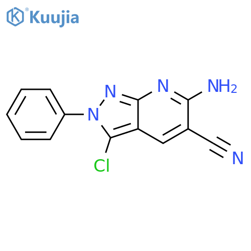 2H-PYRAZOLO[3,4-B]PYRIDINE-5-CARBONITRILE, 6-AMINO-3-CHLORO-2-PHENYL- structure