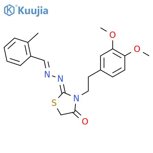 (2E)-3-[2-(3,4-dimethoxyphenyl)ethyl]-2-[(2E)-(2-methylbenzylidene)hydrazinylidene]-1,3-thiazolidin-4-one structure