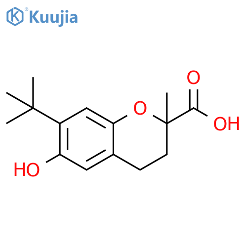 2H-1-Benzopyran-2-carboxylic acid,7-(1,1-dimethylethyl)-3,4-dihydro-6-hydroxy-2-methyl- structure