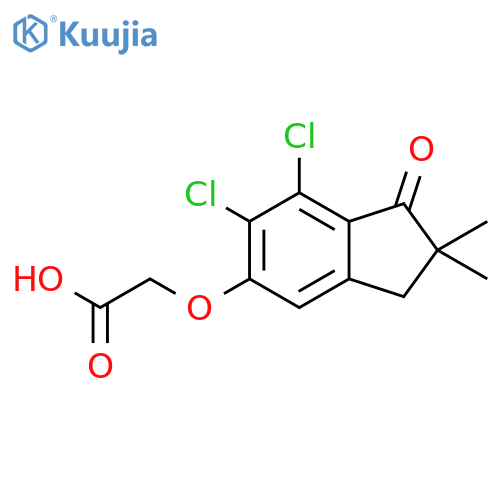 [(6,7-dichloro-2,2-dimethyl-1-oxo-2,3-dihydro-1H-inden-5-yl)oxy]acetic acid structure
