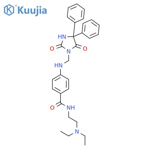 N-[2-(diethylamino)ethyl]-4-{[(2,5-dioxo-4,4-diphenylimidazolidin-1-yl)methyl]amino}benzamide structure