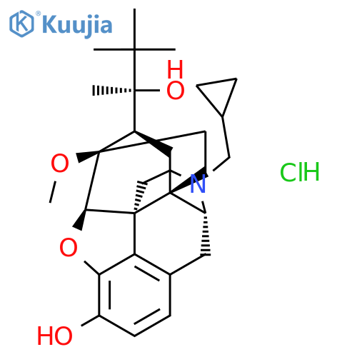 6,14-Ethenomorphinan-7-methanol,17-(cyclopropylmethyl)-a-(1,1-dimethylethyl)-4,5-epoxy-18,19-dihydro-3-hydroxy-6-methoxy-a-methyl-, hydrochloride (1:1) structure