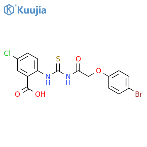 2-[[[[(4-Bromophenoxy)acetyl ]amino]thioxomethyl ]amino]-5-chloro-benzoic acid structure