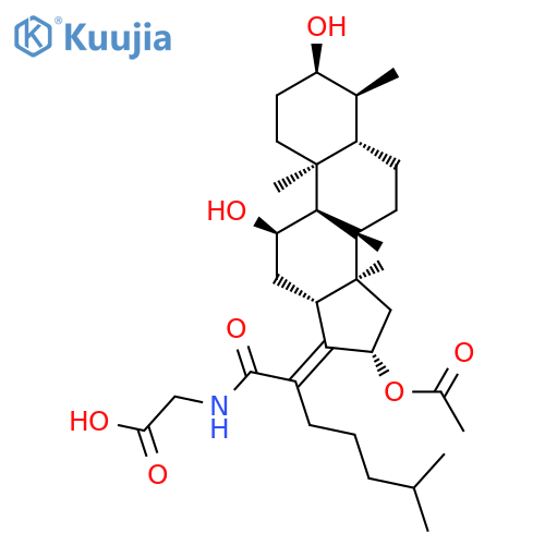 Glycine, N-[(3a,4a,8a,9b,11a,13a,14b,16b,17Z)-16-(acetyloxy)-3,11-dihydroxy-21-oxo-29-nordammar-17(20)-en-21-yl]-(9CI) structure