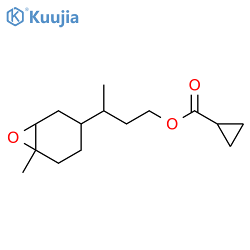 Cyclopropanecarboxylic acid,3-(6-methyl-7-oxabicyclo[4.1.0]hept-3-yl)butyl ester structure