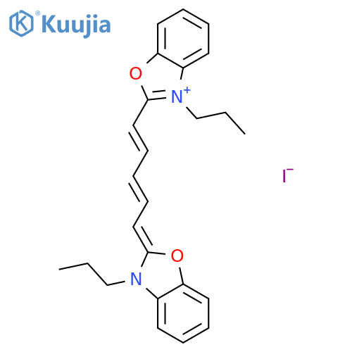 3-propyl-2-(1E,3E)-5-(2Z)-3-propyl-2,3-dihydro-1,3-benzoxazol-2-ylidenepenta-1,3-dien-1-yl-1,3-benzoxazol-3-ium iodide structure