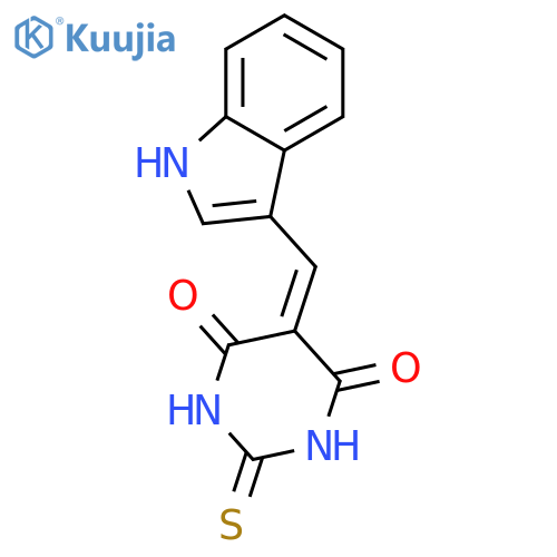 5-(1H-indol-3-yl)methylidene-2-sulfanylidene-1,3-diazinane-4,6-dione structure
