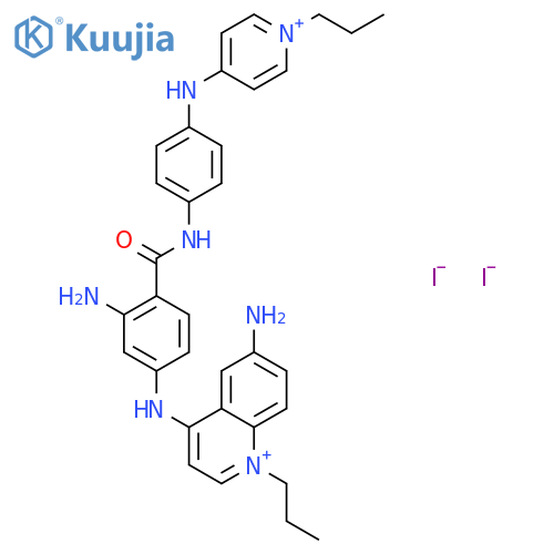 6-amino-4-{[3-amino-4-({4-[(1-propylpyridinium-4-yl)amino]phenyl}carbamoyl)phenyl]amino}-1-propylquinolinium diiodide structure