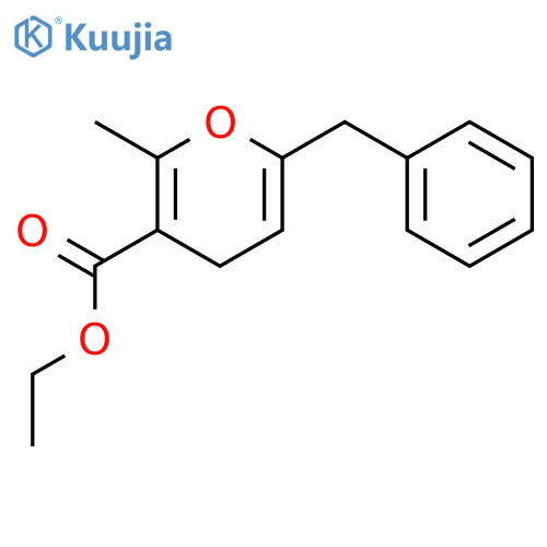 4H-PYRAN-3-CARBOXYLIC ACID, 2-METHYL-6-(PHENYLMETHYL)-, ETHYL ESTER structure