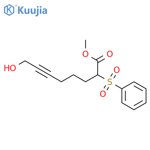 6-Octynoic acid, 8-hydroxy-2-(phenylsulfonyl)-, methyl ester structure