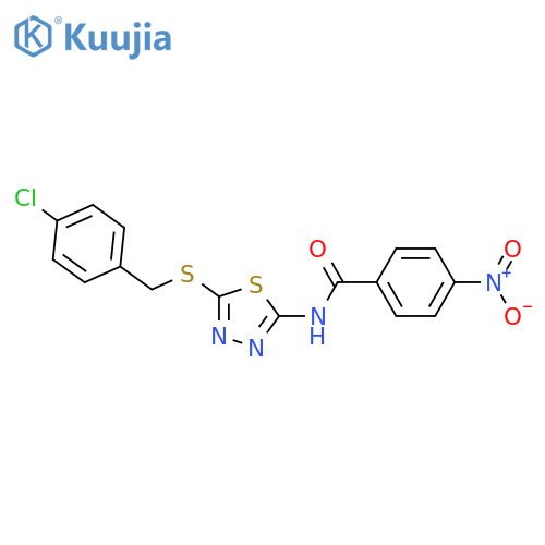 N-(5-{(4-chlorophenyl)methylsulfanyl}-1,3,4-thiadiazol-2-yl)-4-nitrobenzamide structure