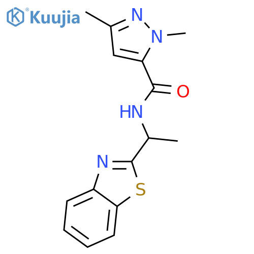 1H-Pyrazole-5-carboxamide, N-[1-(2-benzothiazolyl)ethyl]-1,3-dimethyl- structure