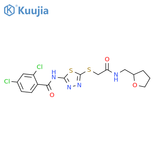 2,4-dichloro-N-{5-[({[(oxolan-2-yl)methyl]carbamoyl}methyl)sulfanyl]-1,3,4-thiadiazol-2-yl}benzamide structure