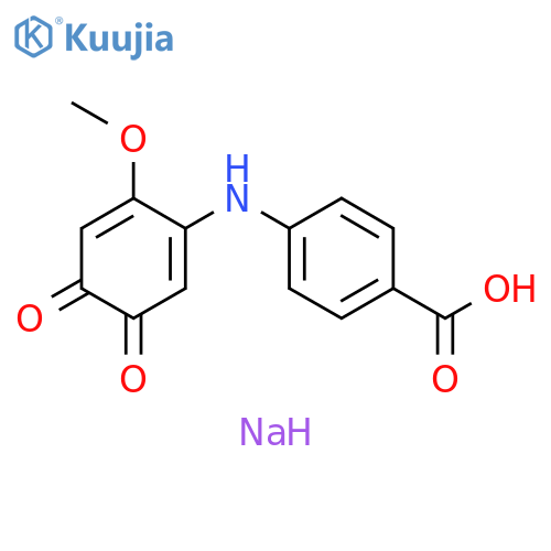 Benzoic acid, 4-[(6-methoxy-3,4-dioxo-1,5-cyclohexadien-1-yl)amino]-, sodium salt (1:1) structure