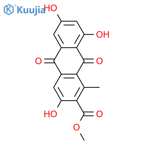 2-Anthracenecarboxylic acid,9,10-dihydro-3,6,8-trihydroxy-1-methyl-9,10-dioxo-, methyl ester structure