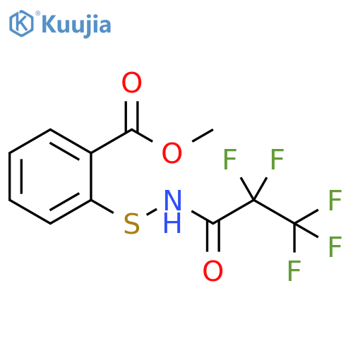 Benzoic acid, 2-[[(2,2,3,3,3-pentafluoro-1-oxopropyl)amino]thio]-,methyl ester structure