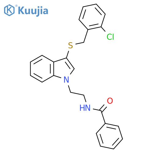 N-2-(3-{(2-chlorophenyl)methylsulfanyl}-1H-indol-1-yl)ethylbenzamide structure