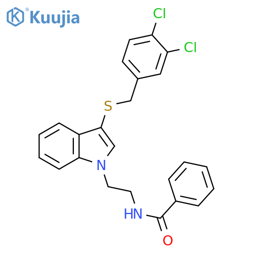 N-2-(3-{(3,4-dichlorophenyl)methylsulfanyl}-1H-indol-1-yl)ethylbenzamide structure