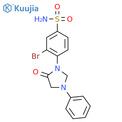 3-bromo-4-(5-oxo-3-phenylimidazolidin-1-yl)benzenesulfonamide structure