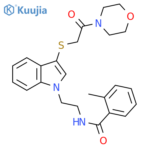 2-methyl-N-[2-(3-{[2-(morpholin-4-yl)-2-oxoethyl]sulfanyl}-1H-indol-1-yl)ethyl]benzamide structure