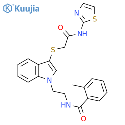 2-methyl-N-{2-3-({(1,3-thiazol-2-yl)carbamoylmethyl}sulfanyl)-1H-indol-1-ylethyl}benzamide structure