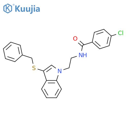 N-{2-3-(benzylsulfanyl)-1H-indol-1-ylethyl}-4-chlorobenzamide structure