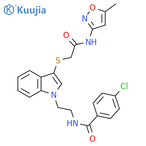 4-chloro-N-{2-3-({(5-methyl-1,2-oxazol-3-yl)carbamoylmethyl}sulfanyl)-1H-indol-1-ylethyl}benzamide structure