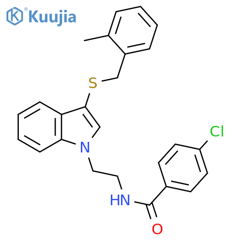 4-chloro-N-2-(3-{(2-methylphenyl)methylsulfanyl}-1H-indol-1-yl)ethylbenzamide structure